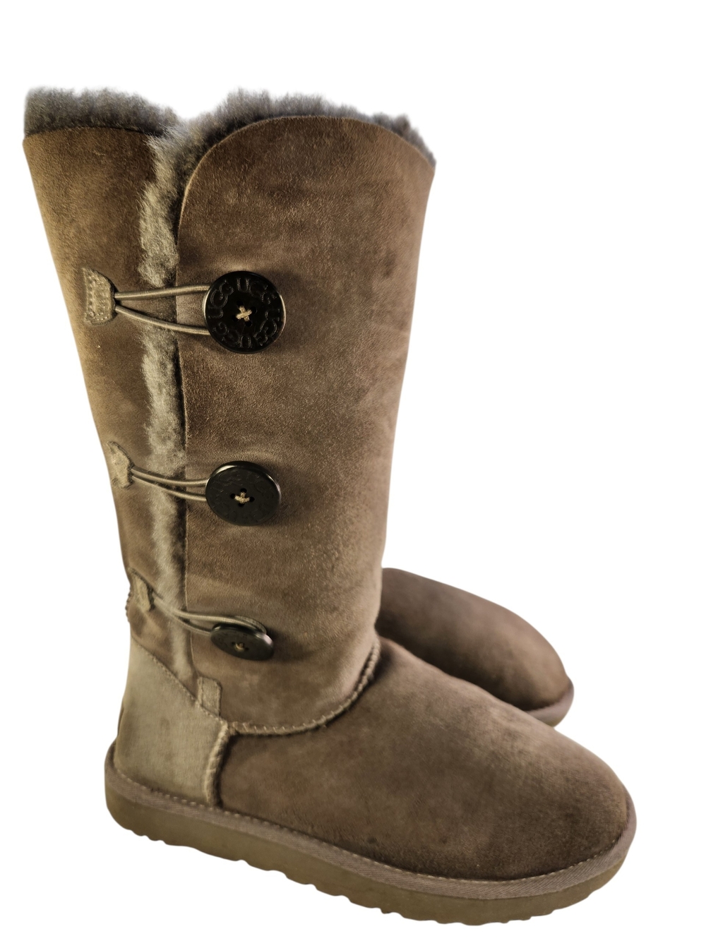 UGG 1016227 BAILEY TRIPLET II GRAY SUEDE BUTTONS BOOTS SIZE 10/41 EUC The UGG 10